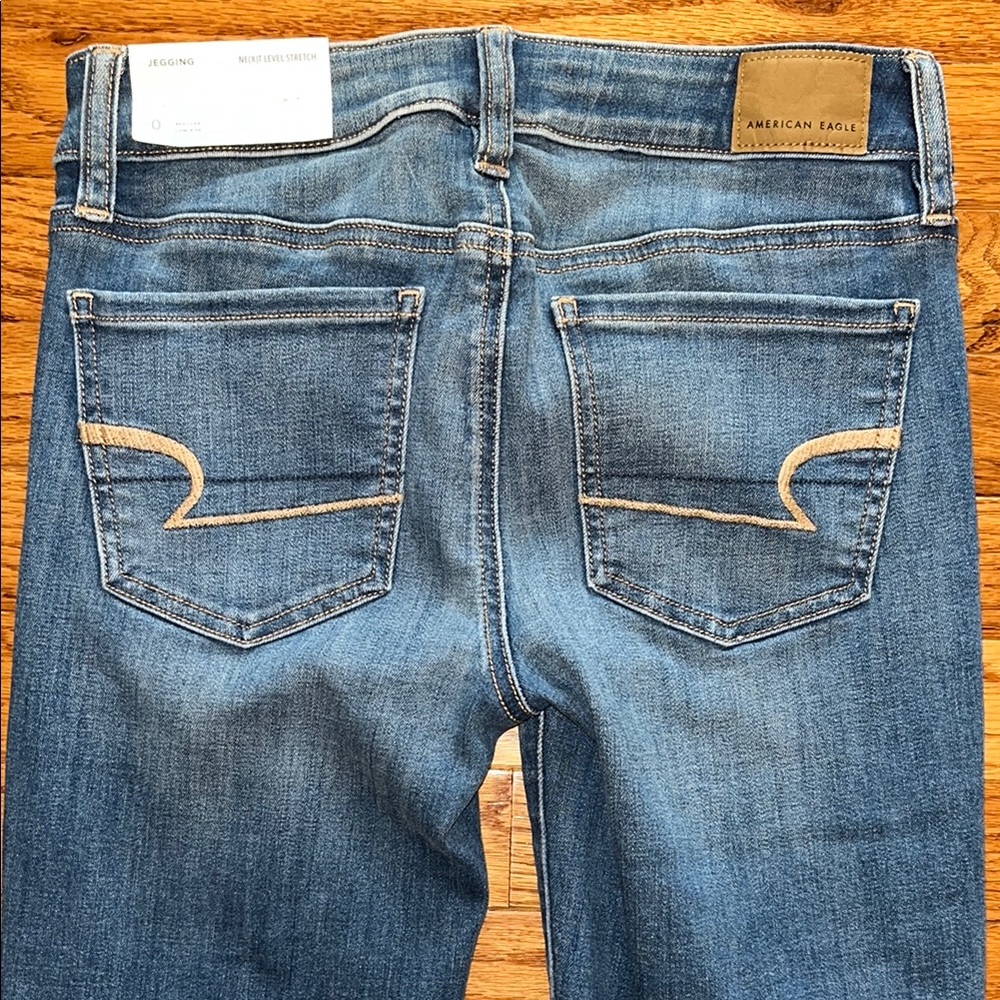 American Eagle Outfitters Blue Skinny Jeans Mid-Rise Stretch - Picture 10 of 13